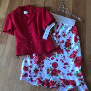 Red skirt set
